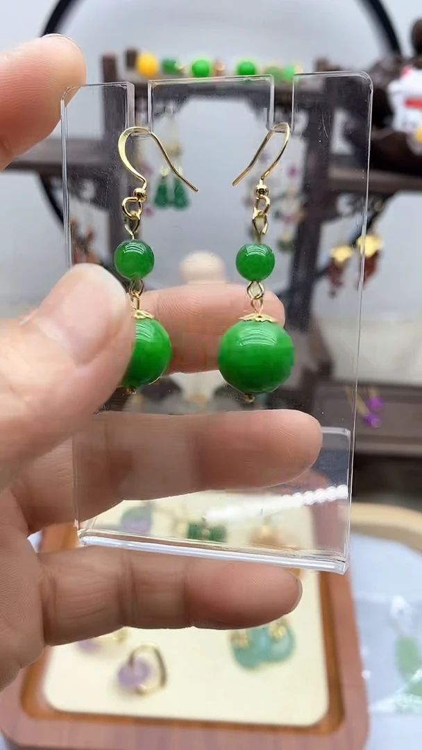 翡翠14K金镶嵌耳饰37翡翠