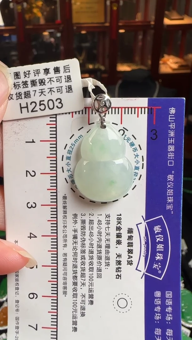 颈饰18K金镶嵌翡翠H2503冰葫芦