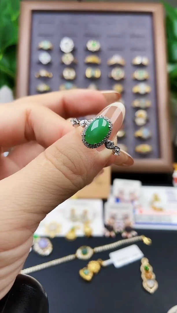 银S925镶嵌戒指翡翠12
