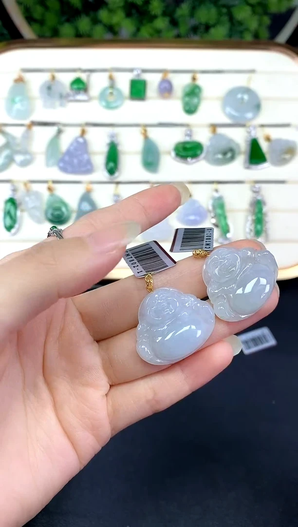 吊坠(不含链)18K金镶嵌翡翠佛公多样性发其一@@-CMT