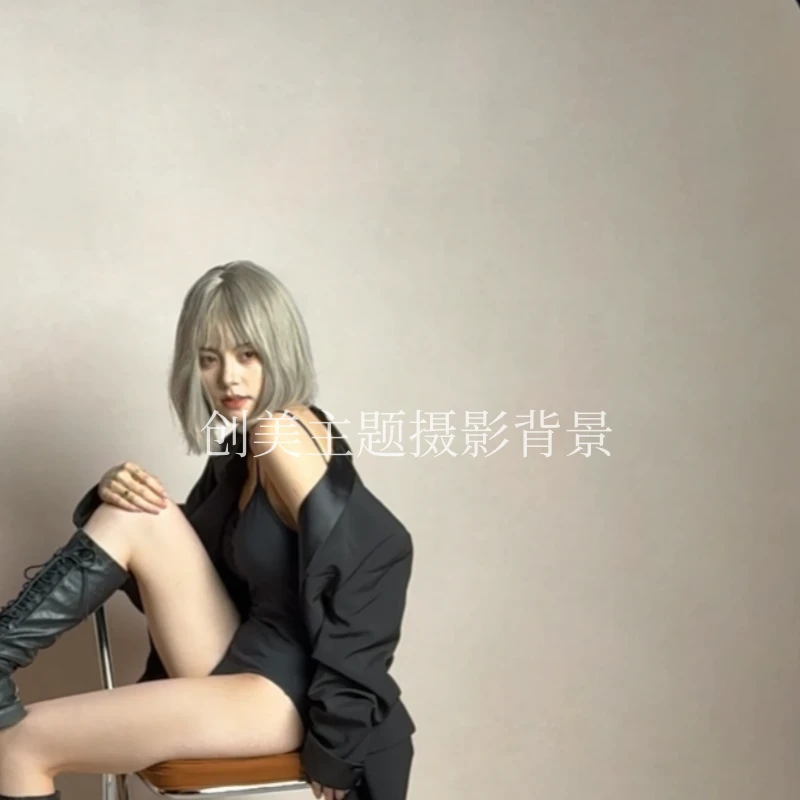 创美背景隋大叔合作米色摄影布商拍写真婚纱影楼高级感拍照背景纸