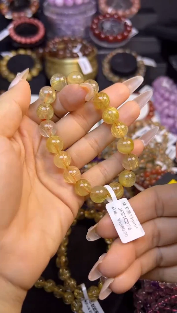 未镶嵌手串水晶金发晶11mm+