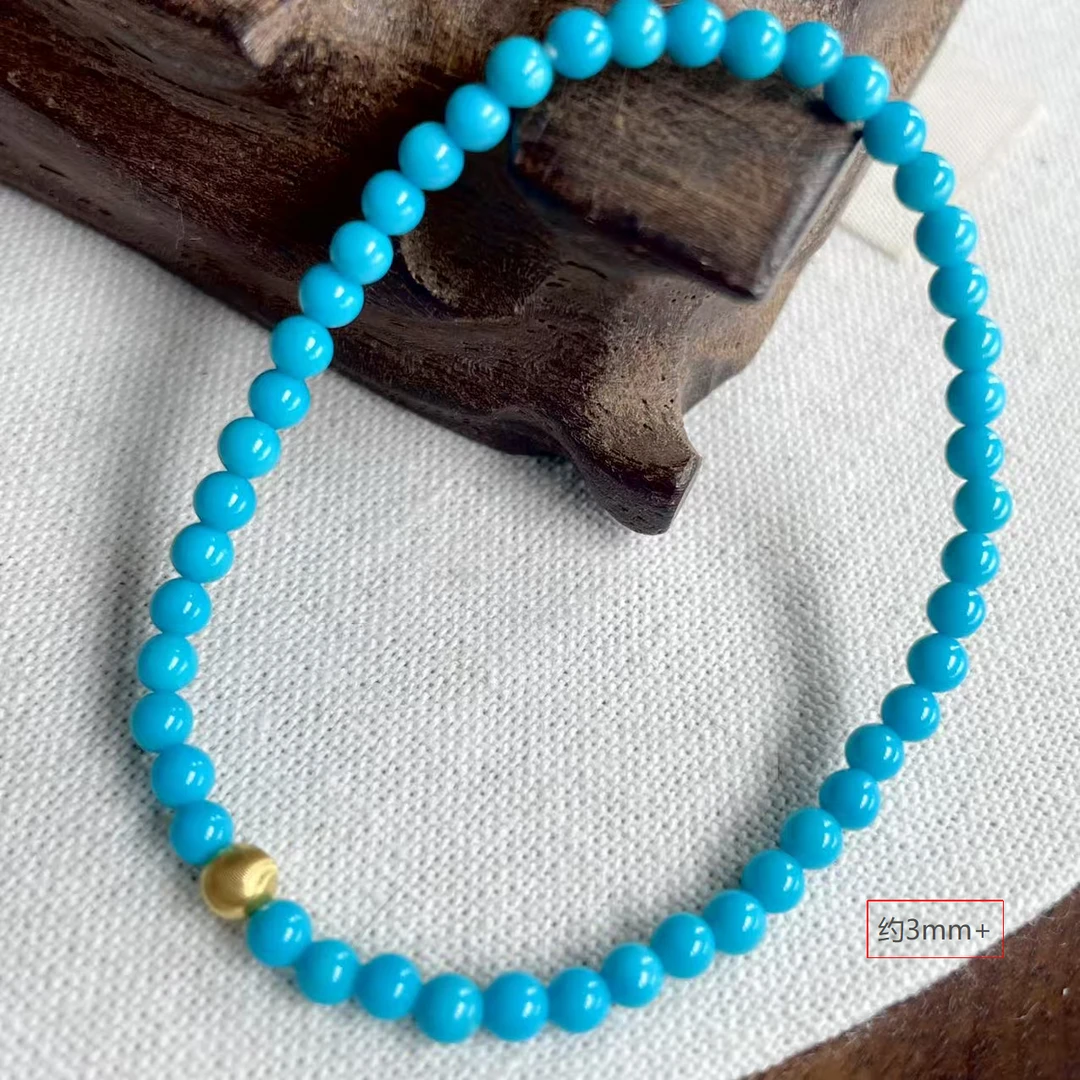 雪见|美松●18K金镶嵌绿松石（约3mm）手链多样发其一#7273