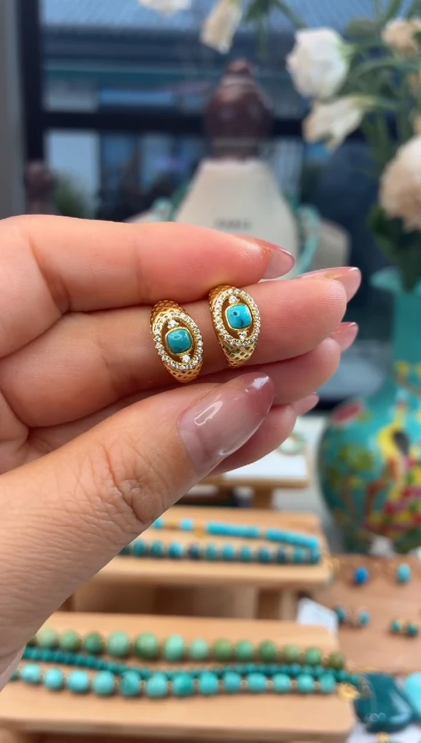 合金绿松石耳饰1