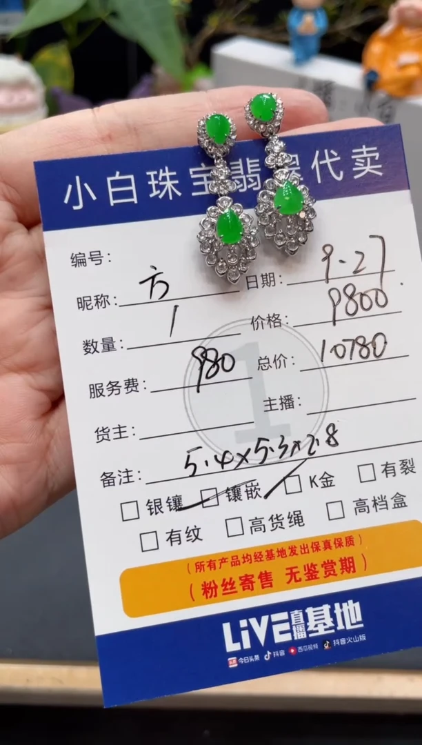 吊坠(不含链)18K金镶嵌翡翠?**可耳饰
