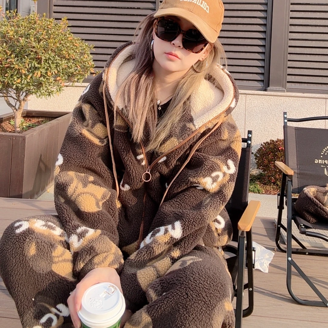 【极寒系列】冬季外穿双层加厚2025新款女装套装加绒复合情侣家居服