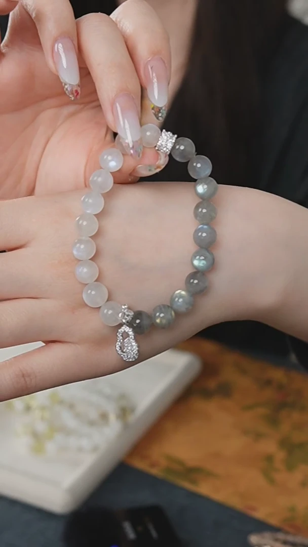 【闪购商品】长石手串未镶嵌灰月搭蓝月LY1307