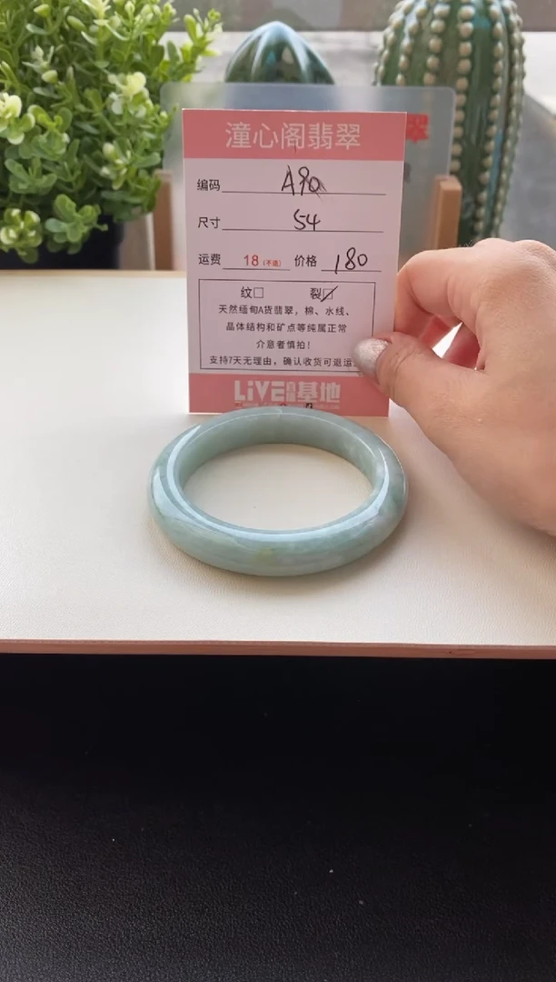 未镶嵌手镯翡翠圈口54编码A90