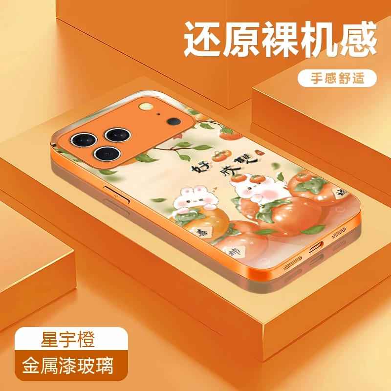 好柿成双高级适用于苹果17/华为Pura80/OPPO/vivo/小米玻璃手机壳