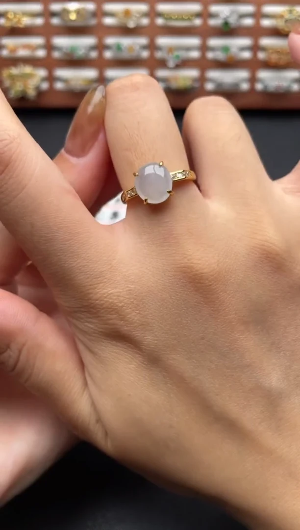 翡翠戒指银S925镶嵌一物一证一礼盒