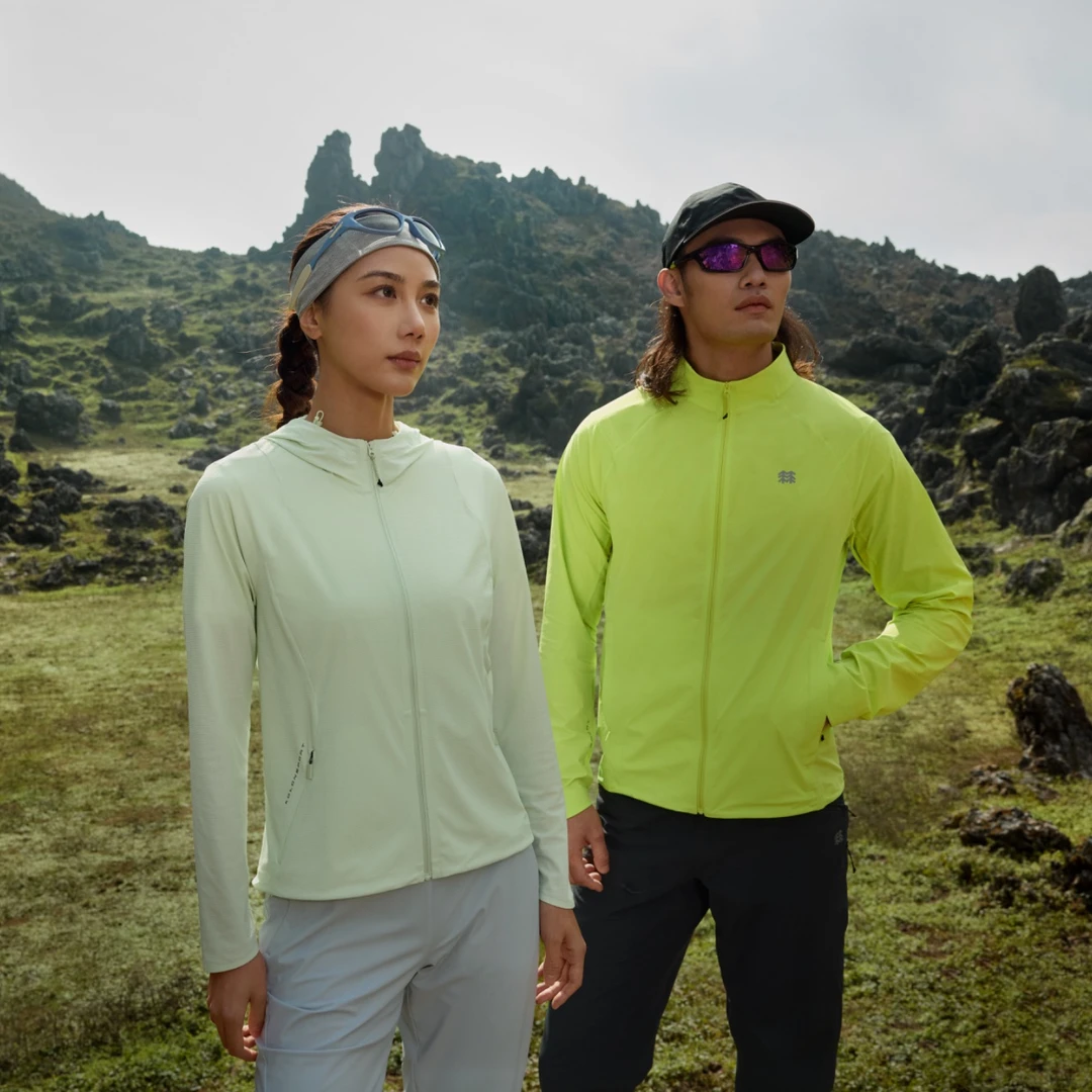 KOLON SPORT可隆男女弹力皮肤衣轻薄热压立领夹克春夏印花外套