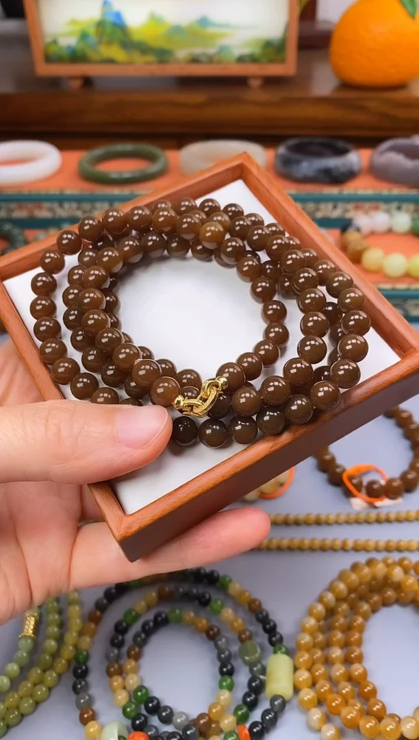未镶嵌手串和田玉新疆金山巧克力糖