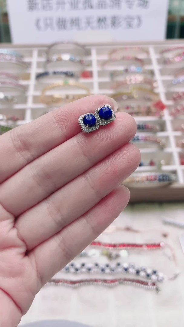 银S925镶嵌青金石耳饰542ZB1128产品一个（多样性）