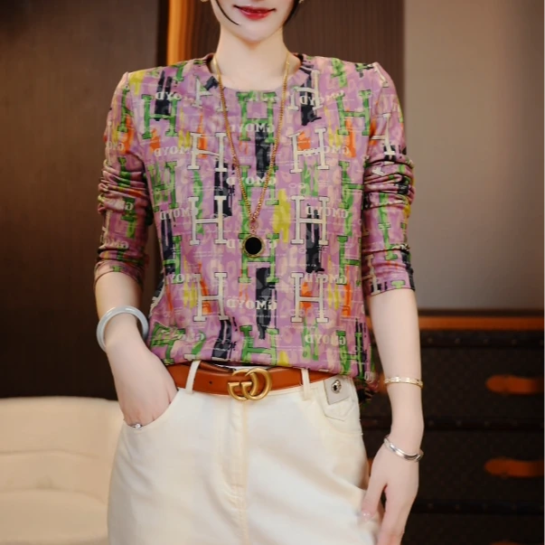 【南油艳美人】井然有序澳绒加厚秋冬百搭常规袖打底衫24112402