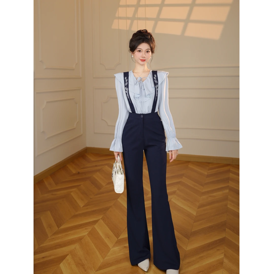 【张小小】【两件套】PJ小个子气质休闲套装2025春秋衬衫背带裤D3759