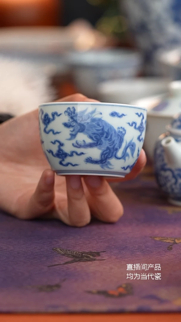 源明青忆三瑞兽缸杯