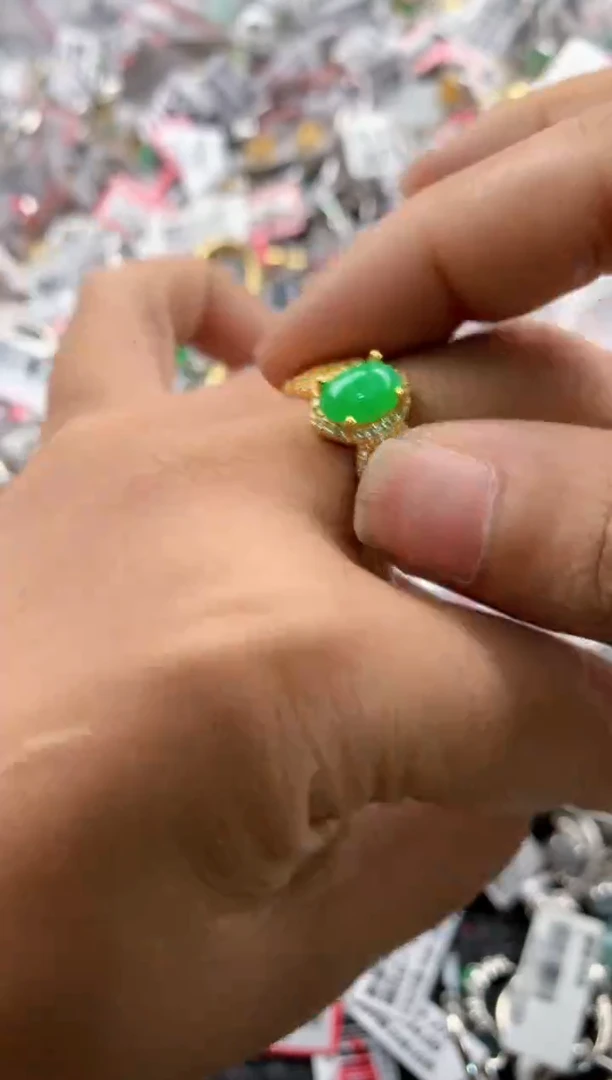 银S925镶嵌戒指翡翠999----3