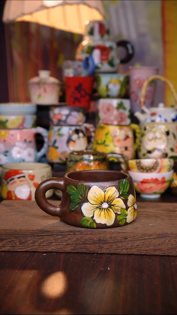 杯子陶泥垚手作 景德镇手工手绘陶瓷器物
