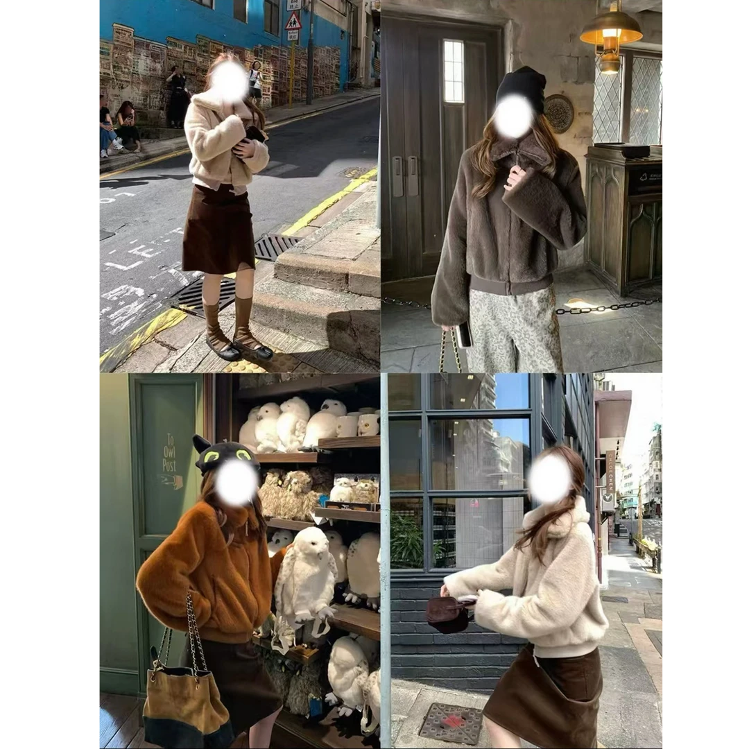 胖鹅张~"单层薄款"韩系立领毛毛短款外套#9428