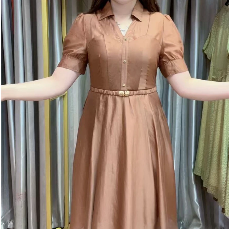 2025夏季新款气质显瘦中长款连衣裙女修身