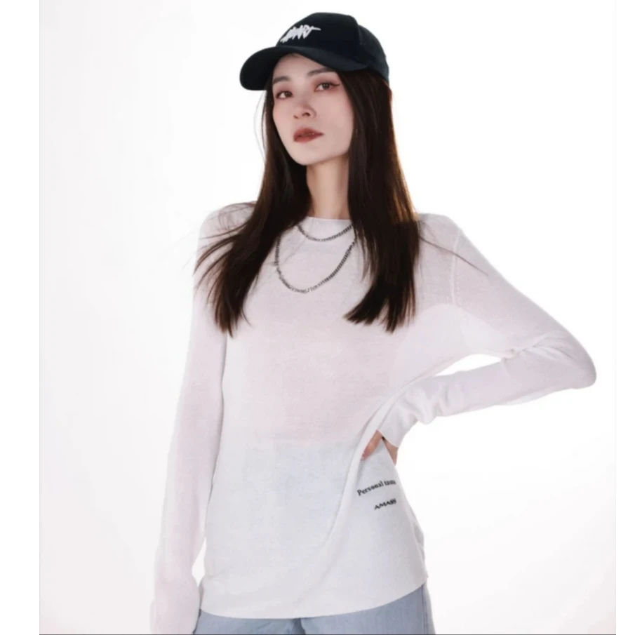 AMASS/阿玛施早秋简约风时尚百搭舒适圆领套头长袖针织衫女538037