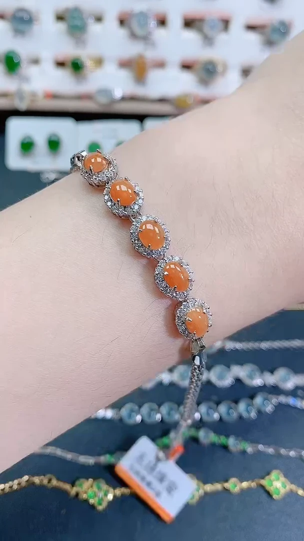 银S925镶嵌手链翡翠天然翡翠