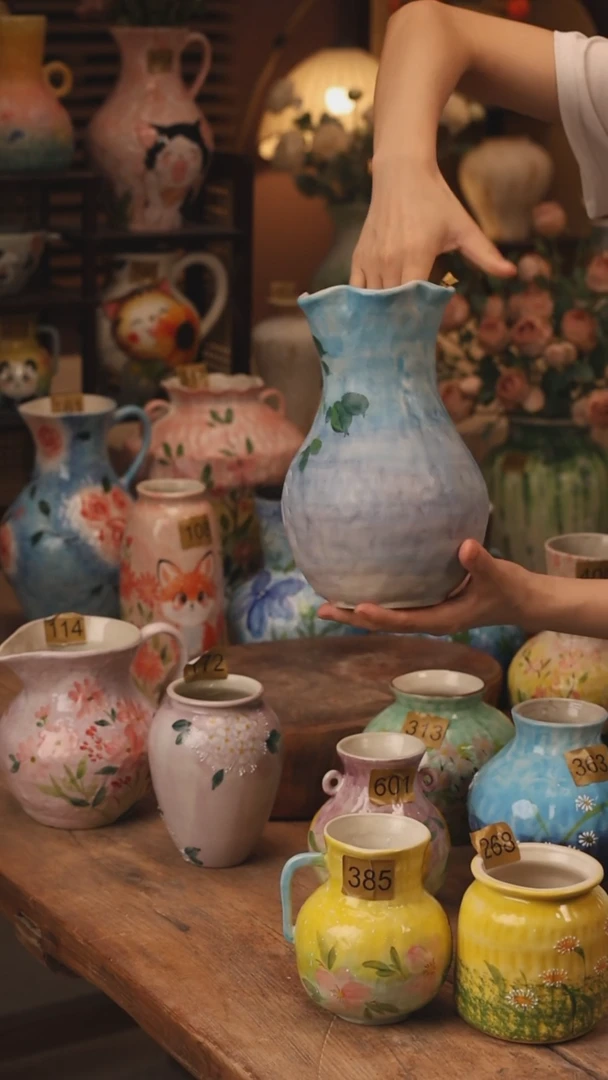 陶瓷377景德镇设计师手作花器摆件侘寂风