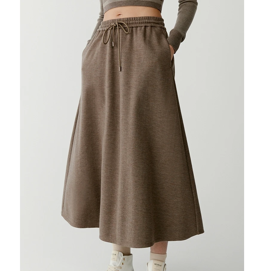 【禾-系列】A字版羊毛牦牛针织布长款半身裙 高腰大裙摆