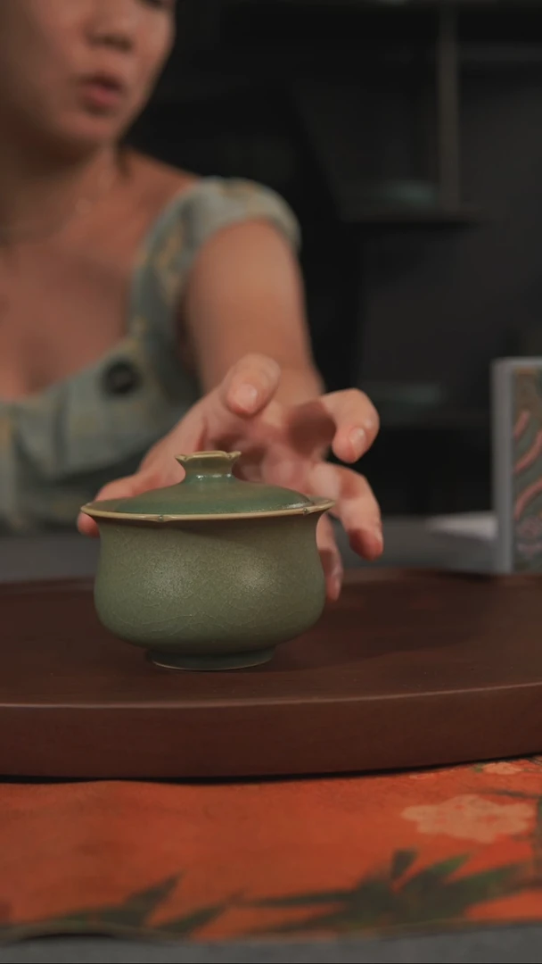 盖碗柴烧柿柿如意盖碗一级品