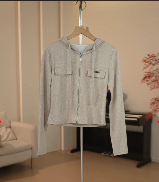 C600 ML系列连帽假口袋休闲运动外套上衣