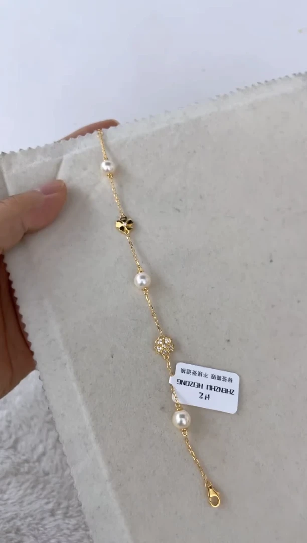 海水珍珠银S925镶嵌手绳手链