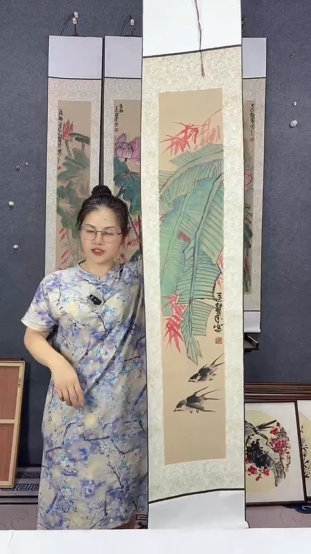 国画175*32吴铁成手绘卷轴