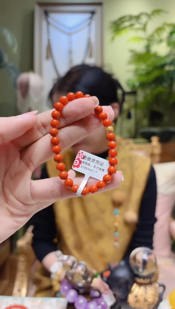【闪购商品】南红玛瑙手串18K金镶嵌五条珠南红手串