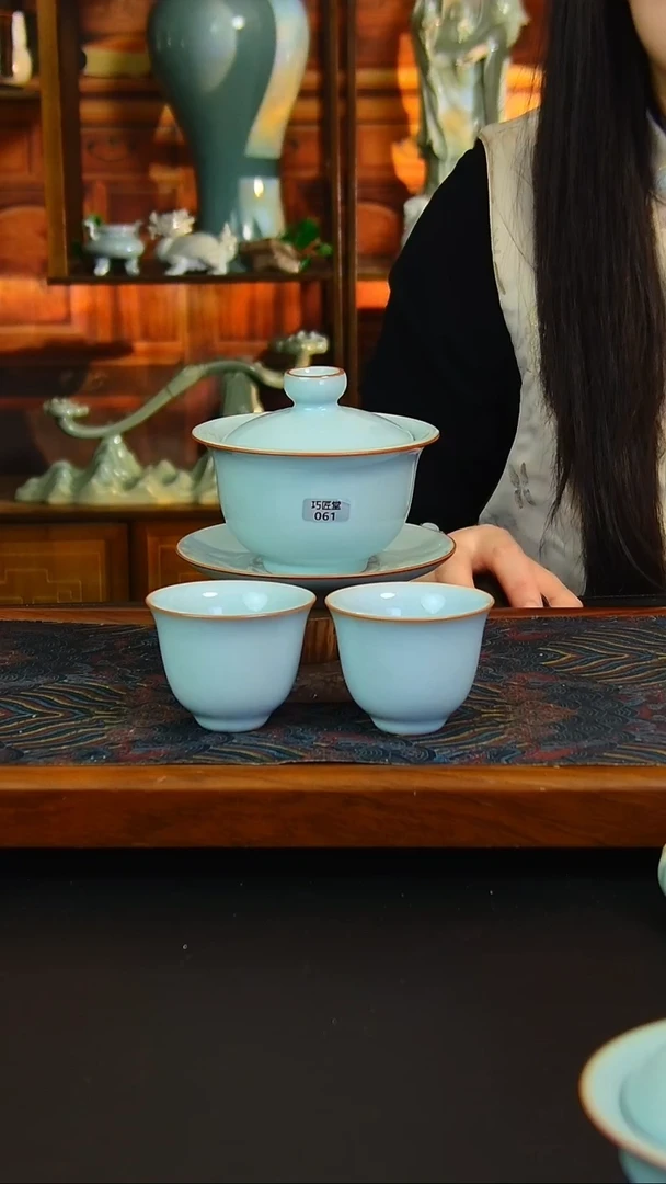 瓷片全手工大元宝盖碗，不完美