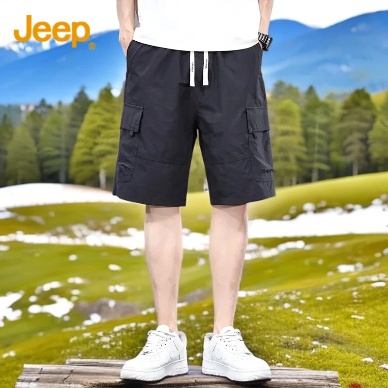 Jeep吉普【冰丝速干】工装短裤男士夏季薄款运动裤新款外穿五分裤