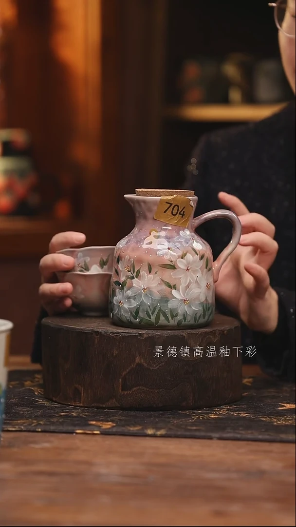 陶瓷景德镇高温釉下手绘陶瓷@L704@