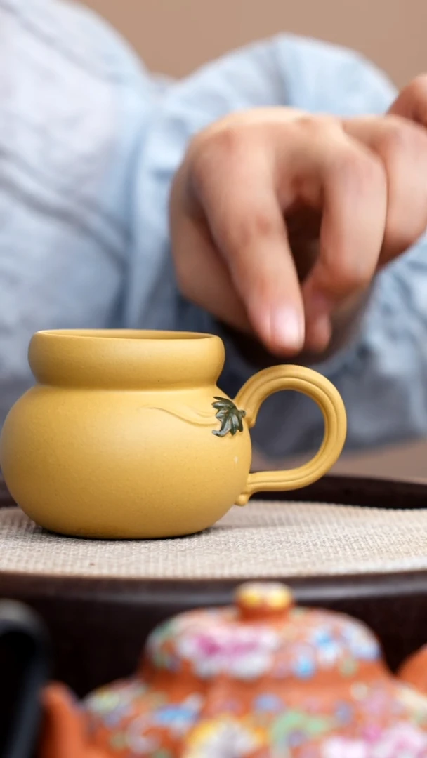 茶壶紫砂黄金段葫芦手把杯