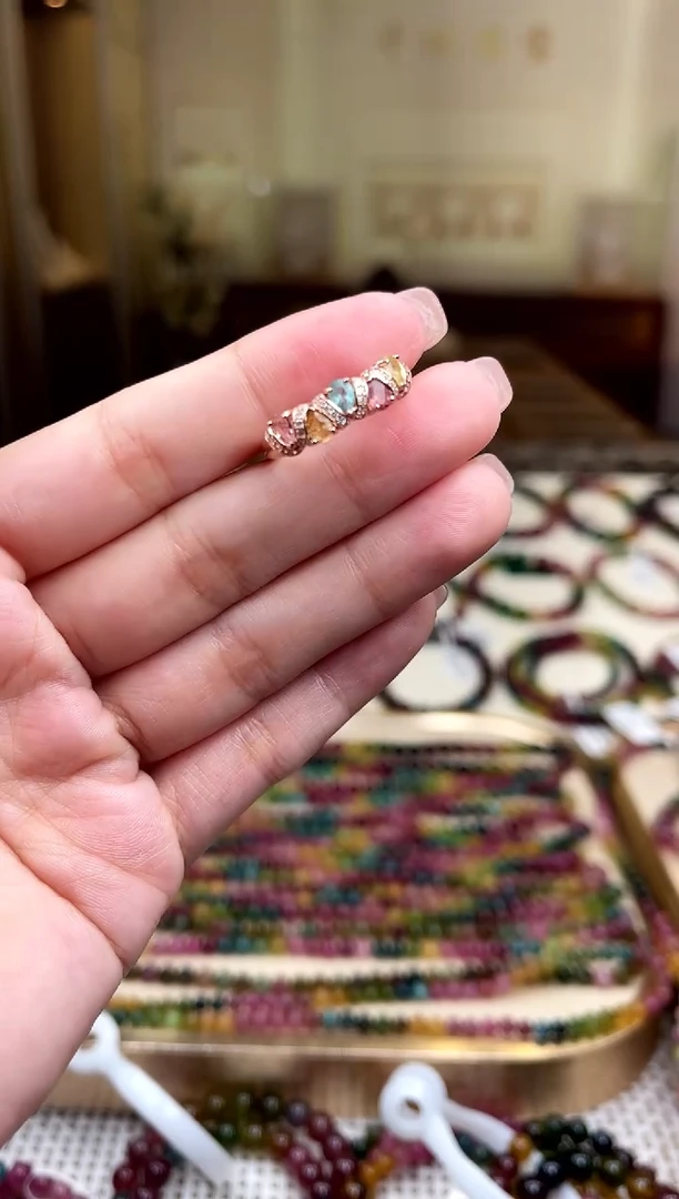 【闪购商品】/银S925镶嵌碧玺碧玺戒指多样性发货