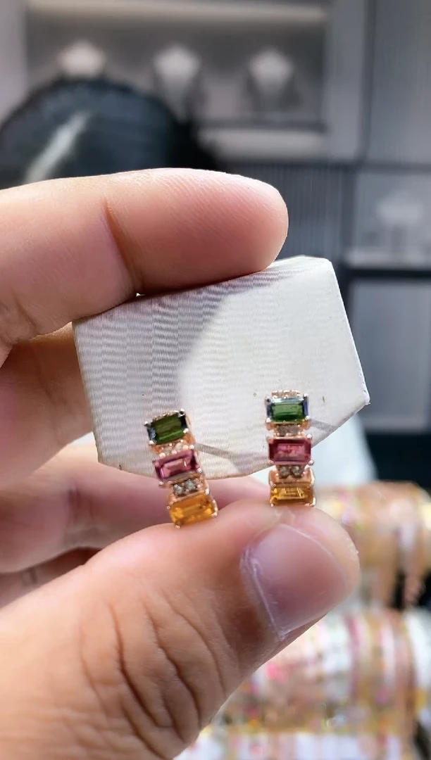 银S925镶嵌耳扣碧玺354354354354354