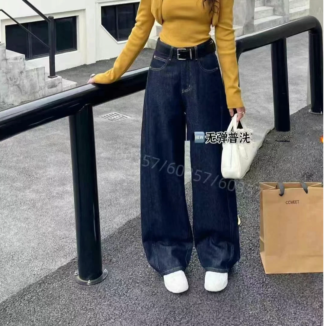 普洗蓝春款弯刀裤