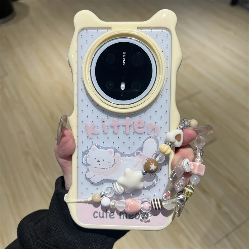 适用华为mate70/60pro+手机壳p70/p60趣味波点立体猫咪Pura70U女