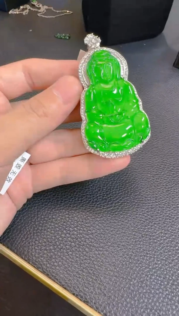 翡翠银S925镶嵌吊坠(赠链)天然A货翡翠