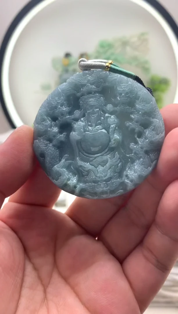颈饰未镶嵌翡翠九龙财神