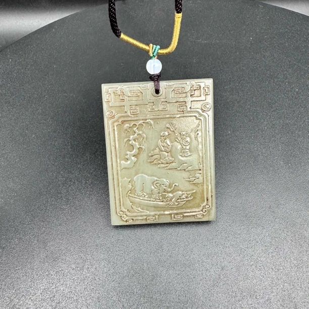 精品和田玉子冈牌曹冲称象