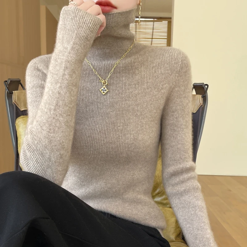 一线成衣 女士堆堆领羊毛衫高领针织毛衣打底内搭上衣N-460