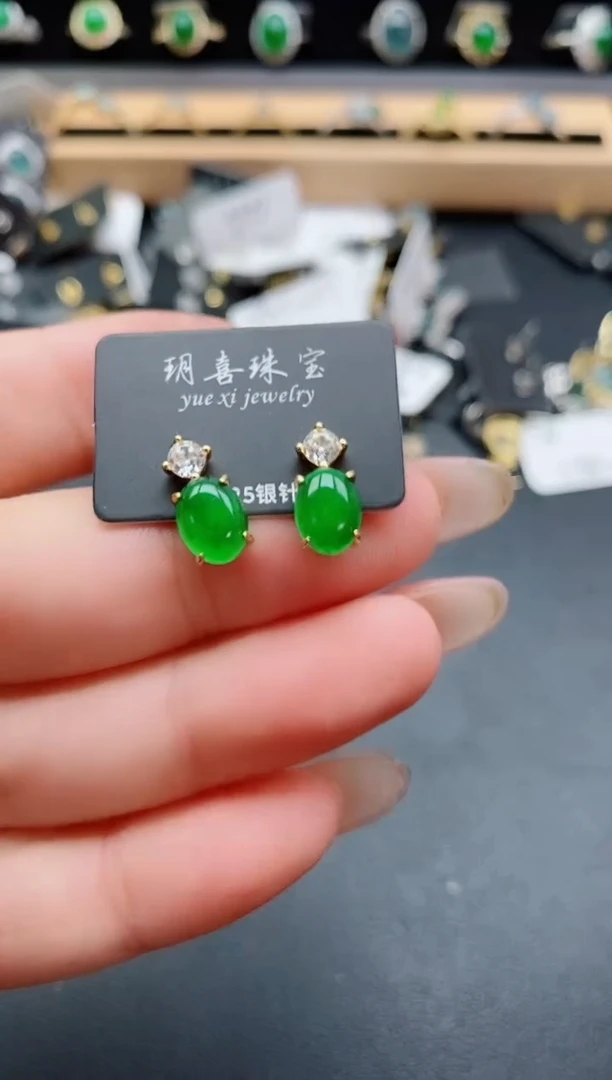 银S925镶嵌戒指翡翠1