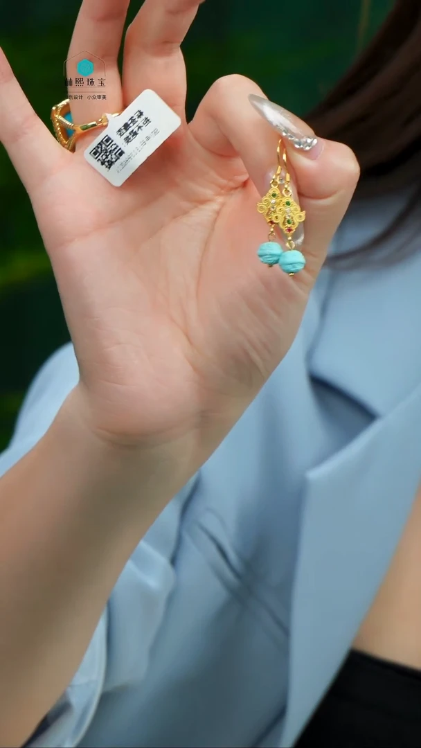 【闪购商品】绿松石耳环银S925镶嵌发货一件