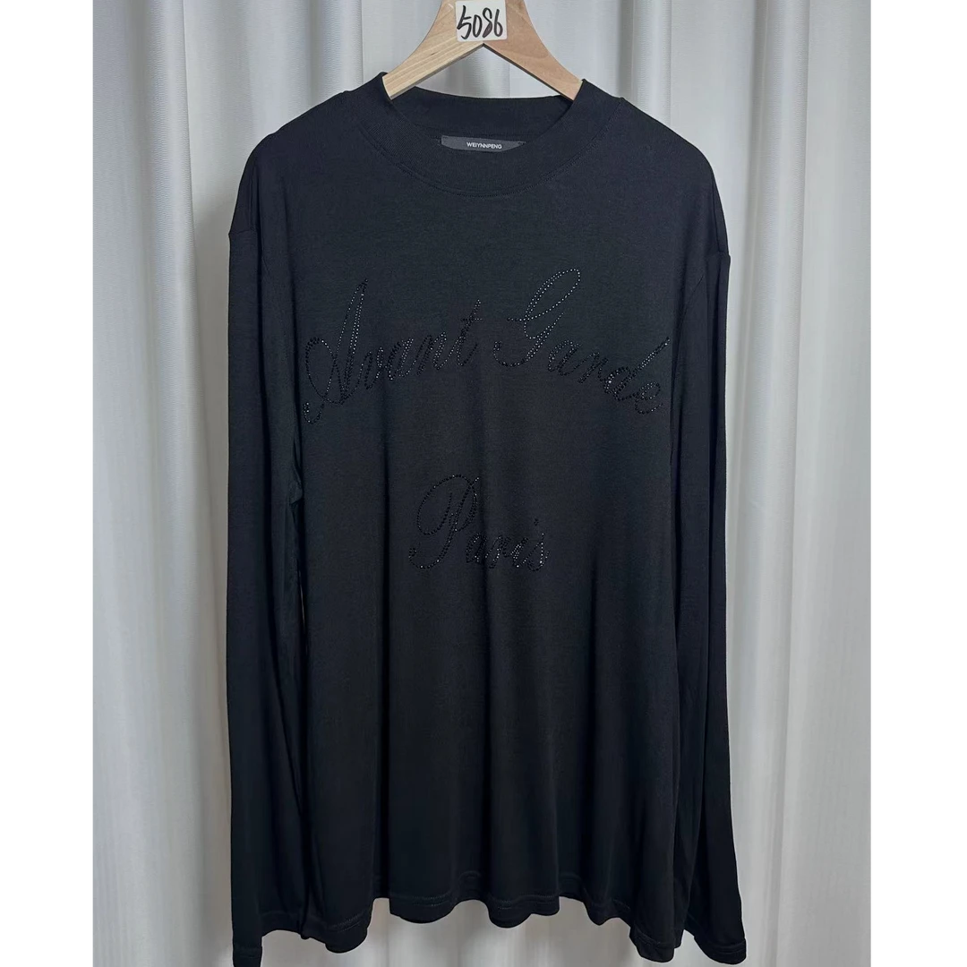 【5086】女装新款时尚洋气长袖T恤女早秋宽松闪闪重工烫钻上