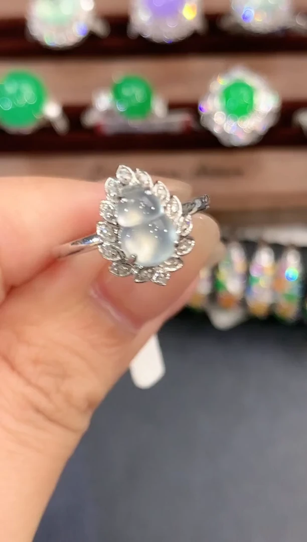 翡翠戒指18K金镶嵌a103多样性一件发货