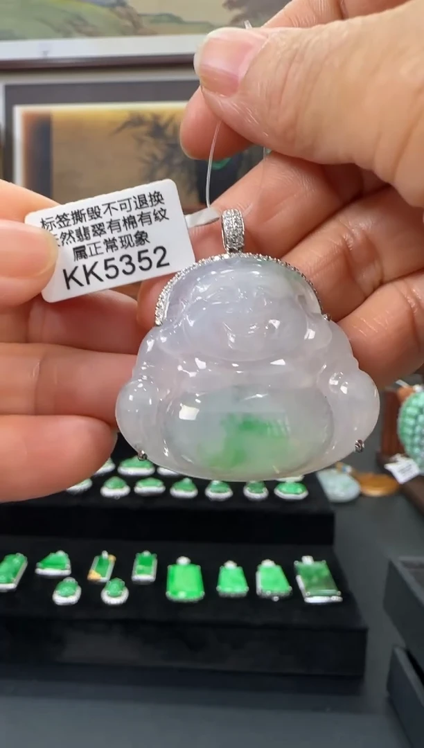 翡翠18K金镶嵌颈饰KK5352佛公
